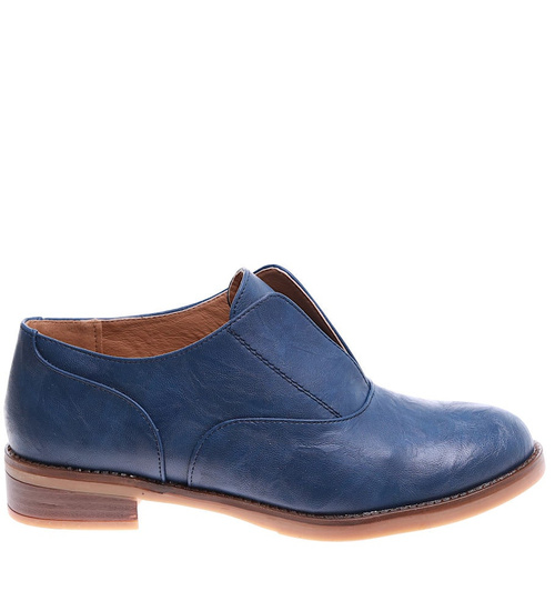 Wsuwane granatowe półbuty damskie /D9-2 15868 T198/