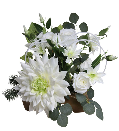 Duży stroik Białe kwiaty KOMP148 M600