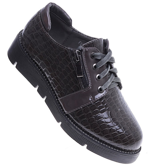 Sznurowane wiosenne półbuty dziewczęce /F5-2 14935 T039/