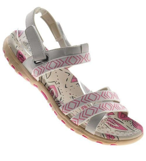 Komfortowe sandały w sportowym stylu Beżowo-Różowe /F3-2 8523 S293/ Komfortowe sandały w sportowym stylu Beżowo-Różowe /F3-2 8523 S293/