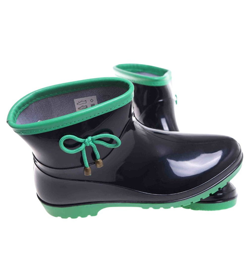 Kalosze damskie czarno zielone gumiaki /E2-1+H2 18286 T352/