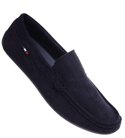 Granatowe wsuwane mokasyny półbuty /G10-3 18063 T386 +H2/