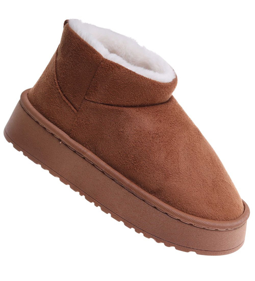 Kozaki śniegowce krótkie karmelowe ocieplane /B4-1 18351 T266/