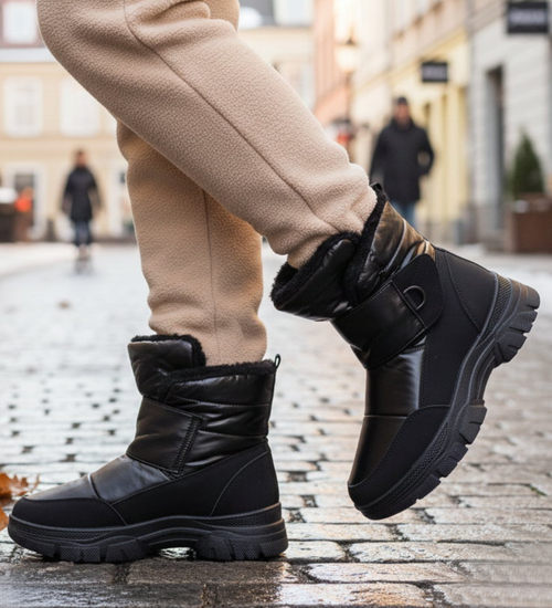 Zimowe buty śniegowce damskie Czarne /D9-3 18596 T386/