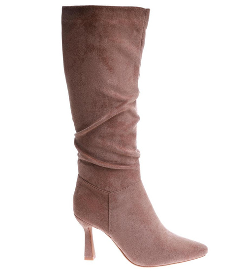 Eleganckie damskie kozaki na szpilce Camel /F5-3 15109 T833/