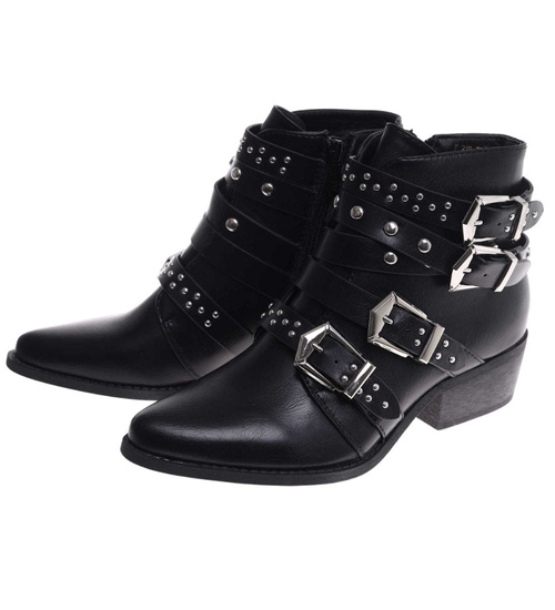 Czarne botki kowbojki z ćwiekami /D3-3 9348 S290/