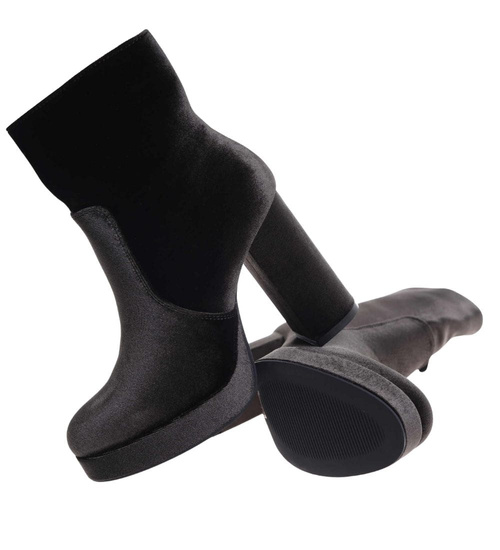 Welurowe zielone botki damskie na platformie /i5-3 H2 18392 G284/