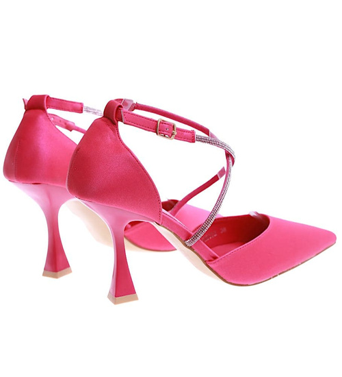 Fuksjowe czółenka szpilki z cyrkoniami /D3-3 17210 G121/