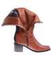Karmelowe kozaki damskie na obcasie klocku /G6-1 15421 T430/