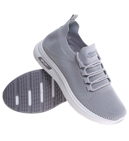 Wsuwane szare buty sportowe męskie /C1-1 17755 GF285/