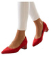 Czerwone czółenka na niskim obcasie Pointy Toe /G8-2 18806 T381/