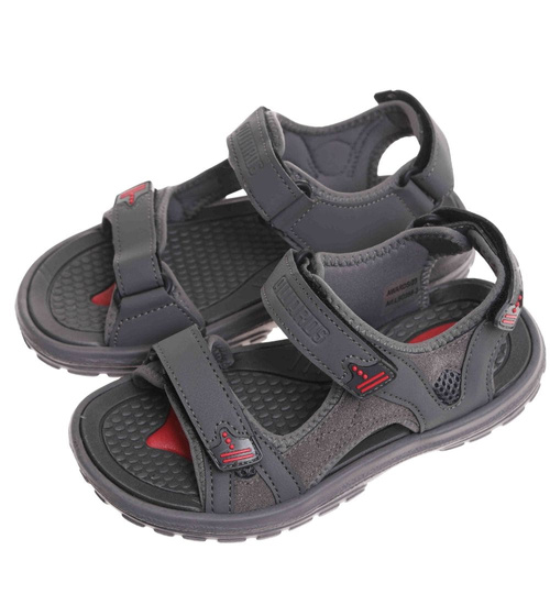 Szare chłopięce sandały na rzepy /B5-1 17942 T259/