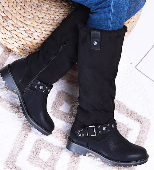 Ocieplane zimowe kozaki damskie Czarne /G3-1 15286 T426/