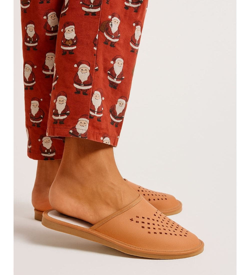 Skórzane męskie klapki domowe kapcie /E6-1 4832 S196/