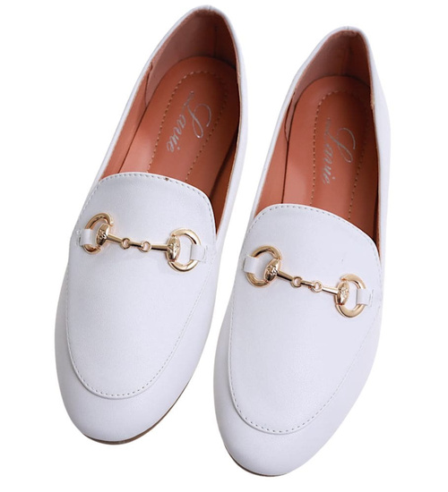 Wsuwane białe baleriny lordsy /C6-3 17198 G18-45/