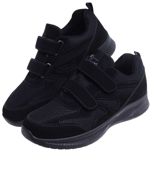 Czarne lekkie buty sportowe na rzepy /C1-3 18155 T289/