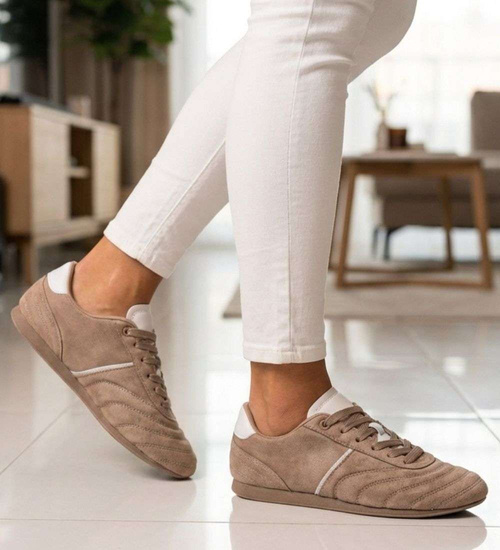 Sneakersy damskie zamszowe khaki /E6-3 187797 W282/