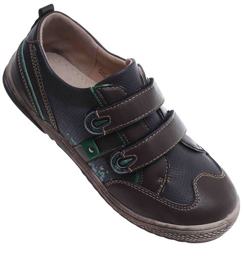 Chłopięce półbuty na rzepy Khaki /G12-2 18126 T282/