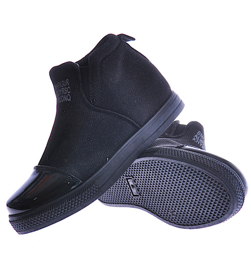 Wsuwane czarne dziewczęce sneakersy /C2-2 12560 t293/