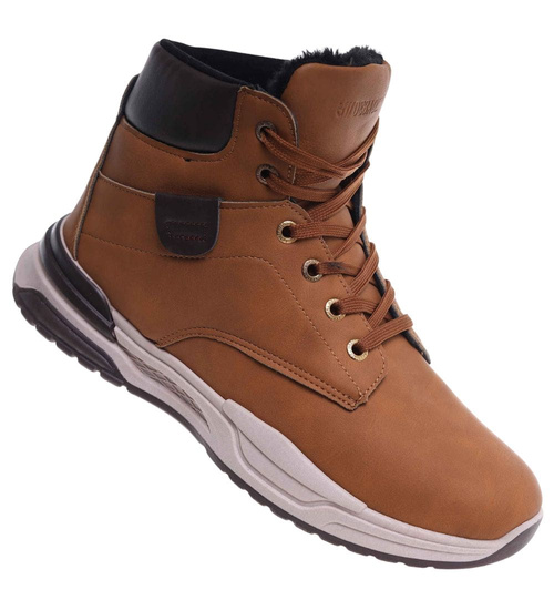 Camelowe męskie buty trekkingowe z wysoką cholewką /F1-1 15020 T522/
