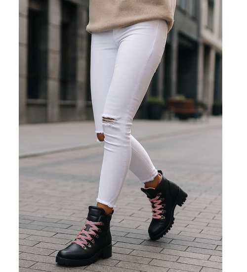  Czarne trapery damskie z ociepleniem /E3-1 +h2 17030 T285/