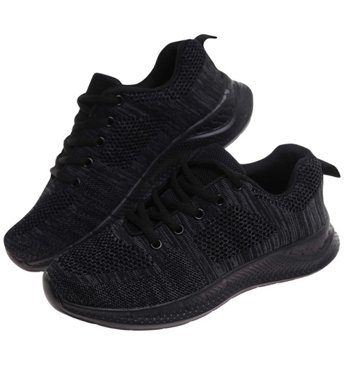 Sznurowane chłopięce buty sportowe Czarne /C5-3 17994 T286/