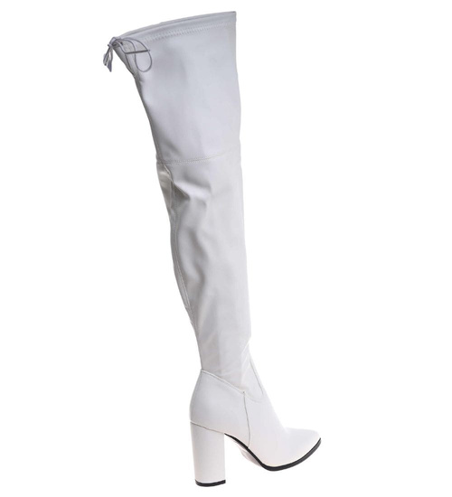 Białe kozaki muszkieterki na obcasie /G11-3 18444 W184/