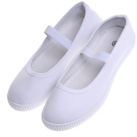 Wsuwane białe dziewczęce tenisówki balerinki czeszki z paseczkiem /B2-2 17308 T125/
