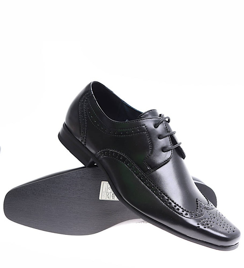 Czarne wizytowe półbuty męskie /C2-1 17027 T135/