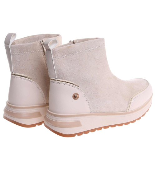 Sportowe botki damskie na zimę beżowe /E1-1 18557 W205/