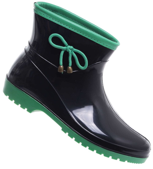 Kalosze damskie czarno zielone gumiaki /E2-1+H2 18286 T352/