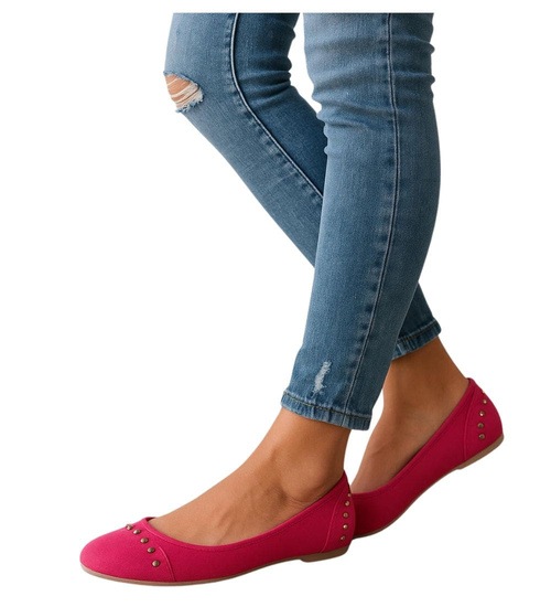 Materiałowe różowe balerinki jak tenisówki /E1-1 14391 T046/