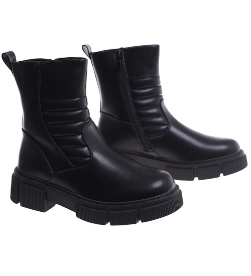 Czarne wysokie botki na platformie /J4-4 H2 18441 W188/