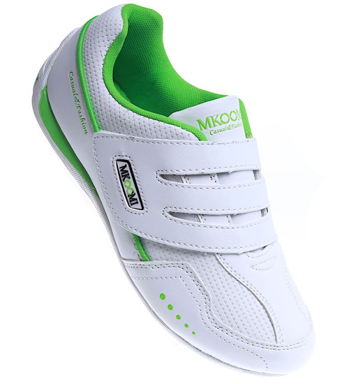 Biało zielone buty sportowe na rzep /E2-3 14979 S341/
