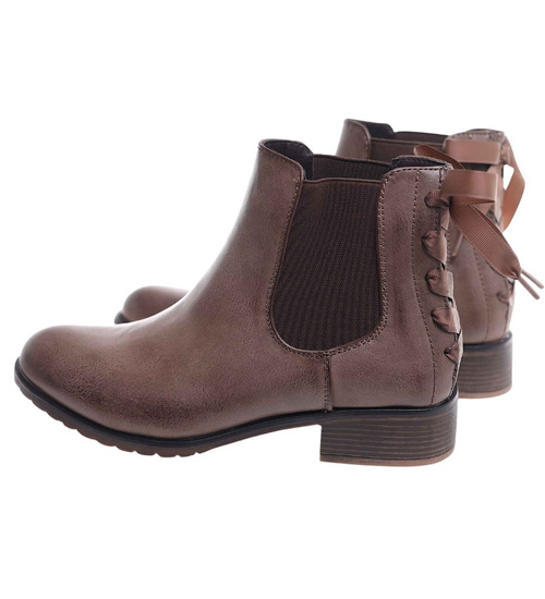 Wsuwane botki damskie khaki /D8-3 18309 T300/