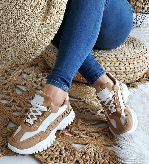 Sportowe damskie buty na platformie Brązowe /C4-3 8761 S491/