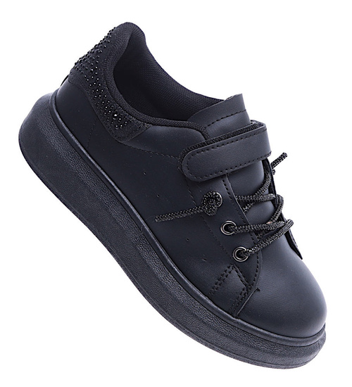 Czarne trampki dziewczęce na platformie /E7-3 14765 T513/