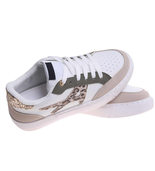 Trampki damskie sznurowane biało zielone /J4-4 H2 18481 W16-6/