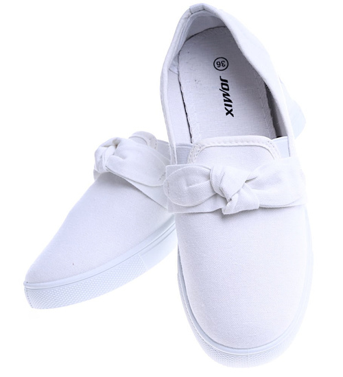 Wsuwane Białe trampki slip on /C3-1 14127 S171/