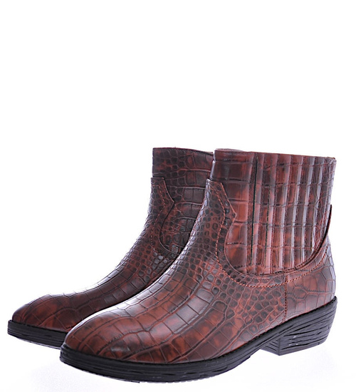 Kobiece botki sztyblety Brązowe /A5-2 12575 S290/