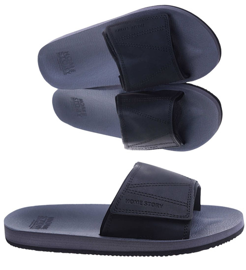 Czarne casualowe klapki męskie /B3-1 17422 T182/