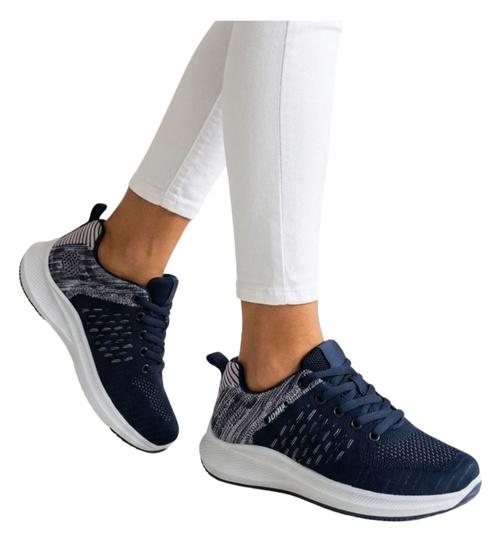 Sneakersy damskie granatowo różowe /C5-3 18698 T251/