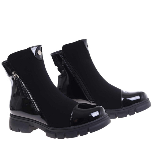 Czarne botki damskie workery /A3-3 18399 W4/