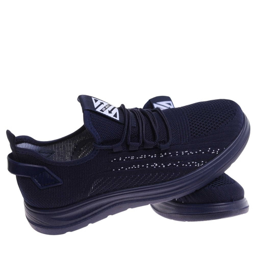 Wsuwane granatowe sneakersy męskie /D8-1 18007 G389/