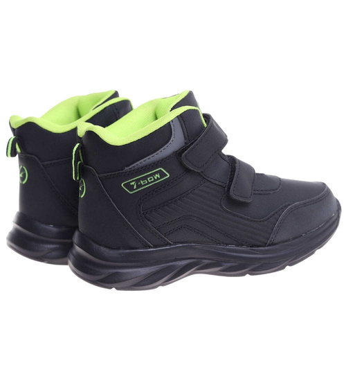 Ocieplane półbuty na rzepy Czarno zielone /E5-2 18363 T285/