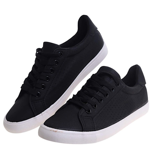 Czarne trampki damskie sznurowane /C6-2 12314 S197/