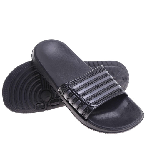 Klapki męskie czarno szare plażowe na basen /E1-1 17804 T182/