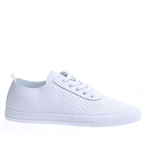 Białe ażurowe tenisówki damskie /A8-3 14599 T394/