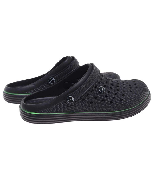 Kryte czarne klapki męskie z paskiem /H2 18647 T135/