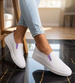 Biało fioletowe damskie tenisówki slip on /G7-2 17939 G137 +L3-2/
